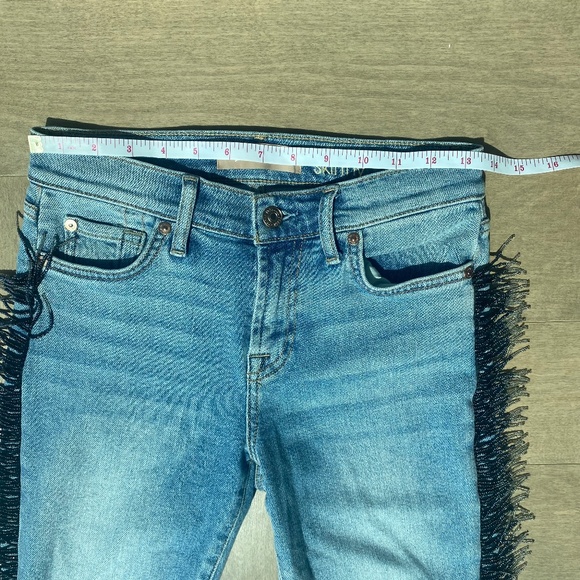 7 For All Mankind jeans Luxe Vintage Ankle Skinny Flora Beaded Fringe 26 - Picture 7 of 15